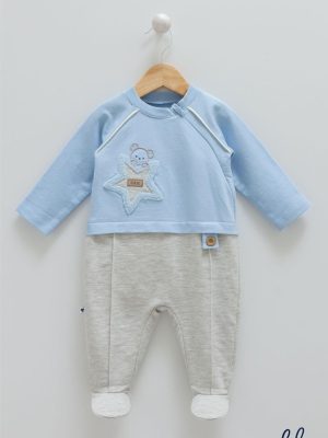 Caramell Mavi Bebek Tulum | Yumuşak ve Konforlu Pamuklu Bebek Tulumları